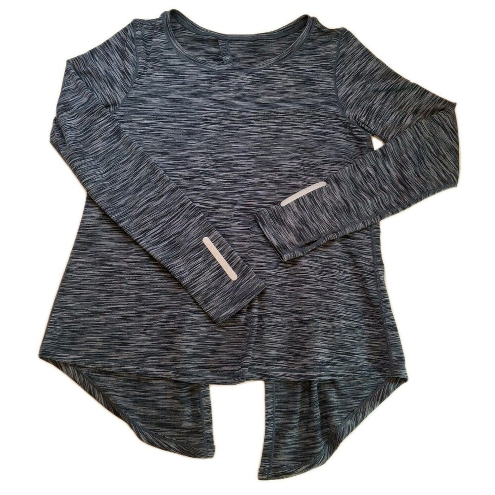 Zyia Active Top Size M Womens Blue Split Back Long Sleeve Running Gym Activewear